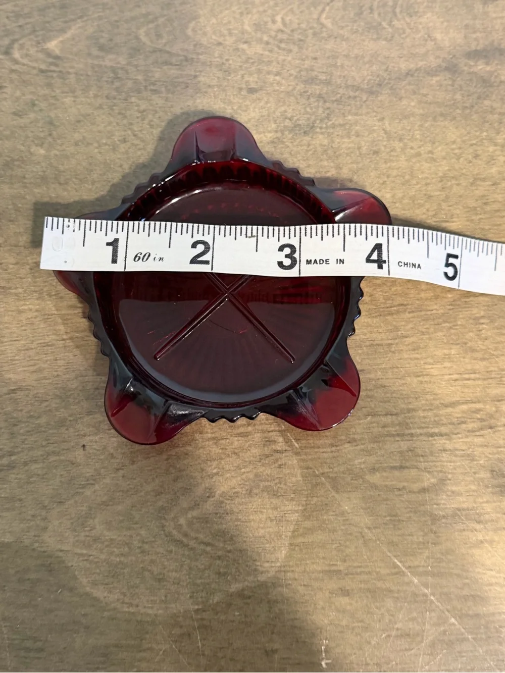 Vintage RUBY RED GLASS Ashtray-Trinket Dish-Unmarked-4